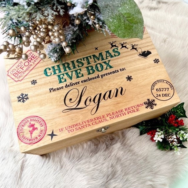 Christmas Eve Box, Luxury personalised wooden treasure chest, Traditional Gifts